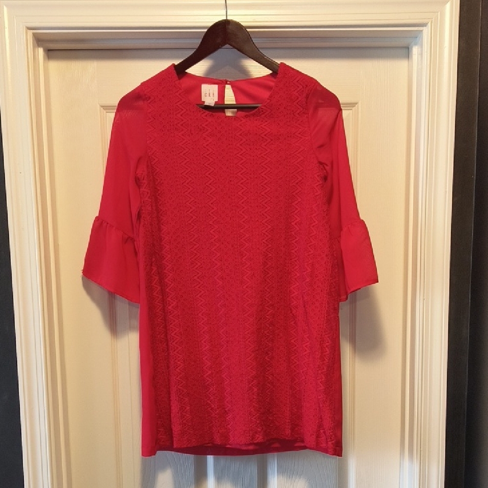 CRB Girl - Vibrant Red Dress with Flutter Sleeves, Girls Size 16